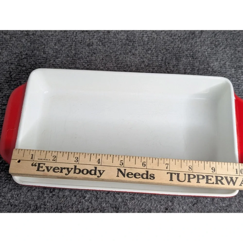 Vintage Copco Denmark Michael Lax Red Enamel Cast Iron Baking Pan 10 X 6 X 2‎